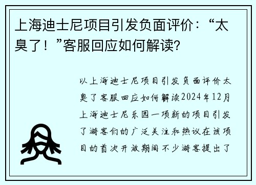 上海迪士尼项目引发负面评价：“太臭了！”客服回应如何解读？